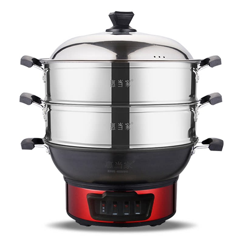惠当家电炒锅多功能铸铁一体电热锅家用加厚电饭炒菜蒸煮锅2-4人6