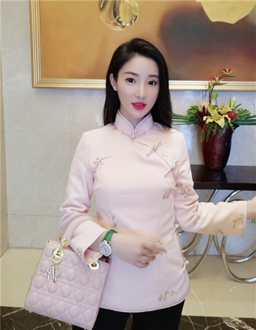 旗袍冬女长袖 日常_刘钰懿刘美人同款旗袍秋冬女修身显瘦端庄大气少女