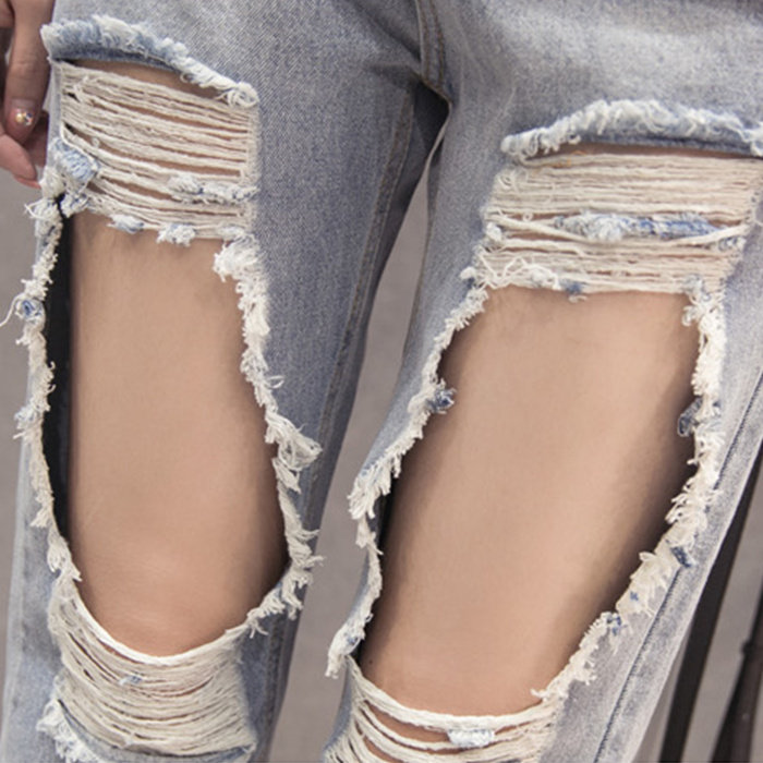 漏洞牛仔裤女破洞