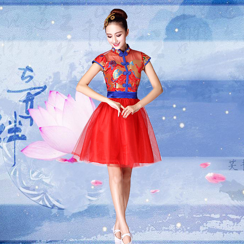 快板演出服装女成人现代青春舞蹈服古筝表演服中国风广场舞裙秋冬