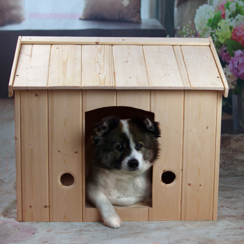 木质宠物屋_春夏保暖木质狗床狗窝狗屋 简约狗狗宠物床泰迪实木木头床