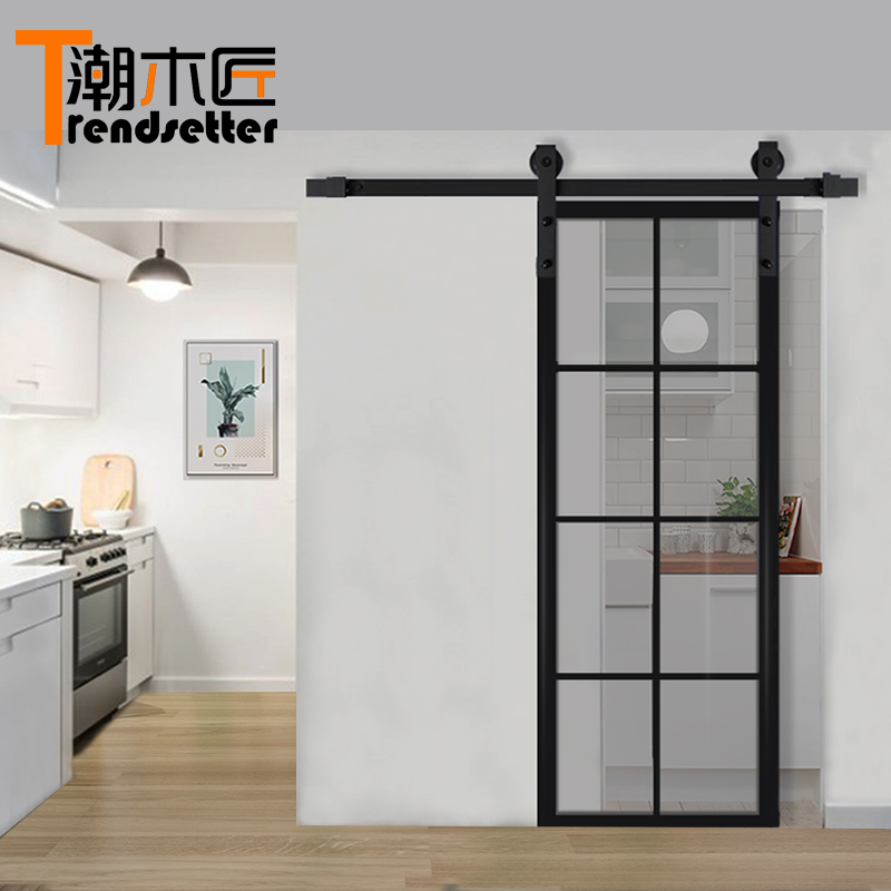 玻璃隔断谷仓门钛美铝合金细边框厨房书房卧室推拉移门吊趟门定制