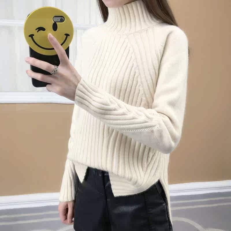 开叉毛衣女短款