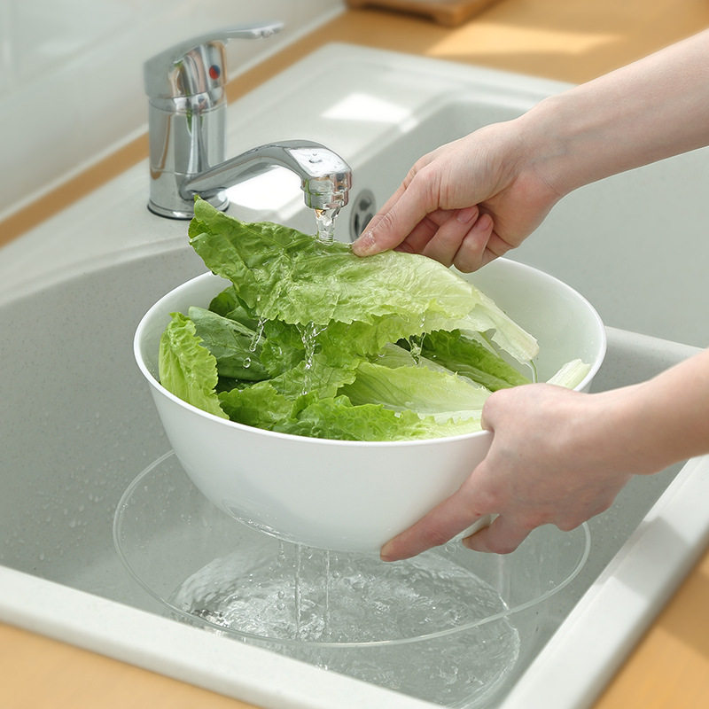 洗菜篮带盖双层厨房洗菜篮双层沥水篮水果篮盆圆形水果盘塑料包邮