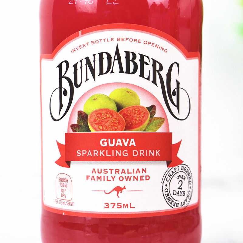 澳洲进口bundaberg宾得宝番石榴汽水苏打饮料饮品375ml*6瓶
