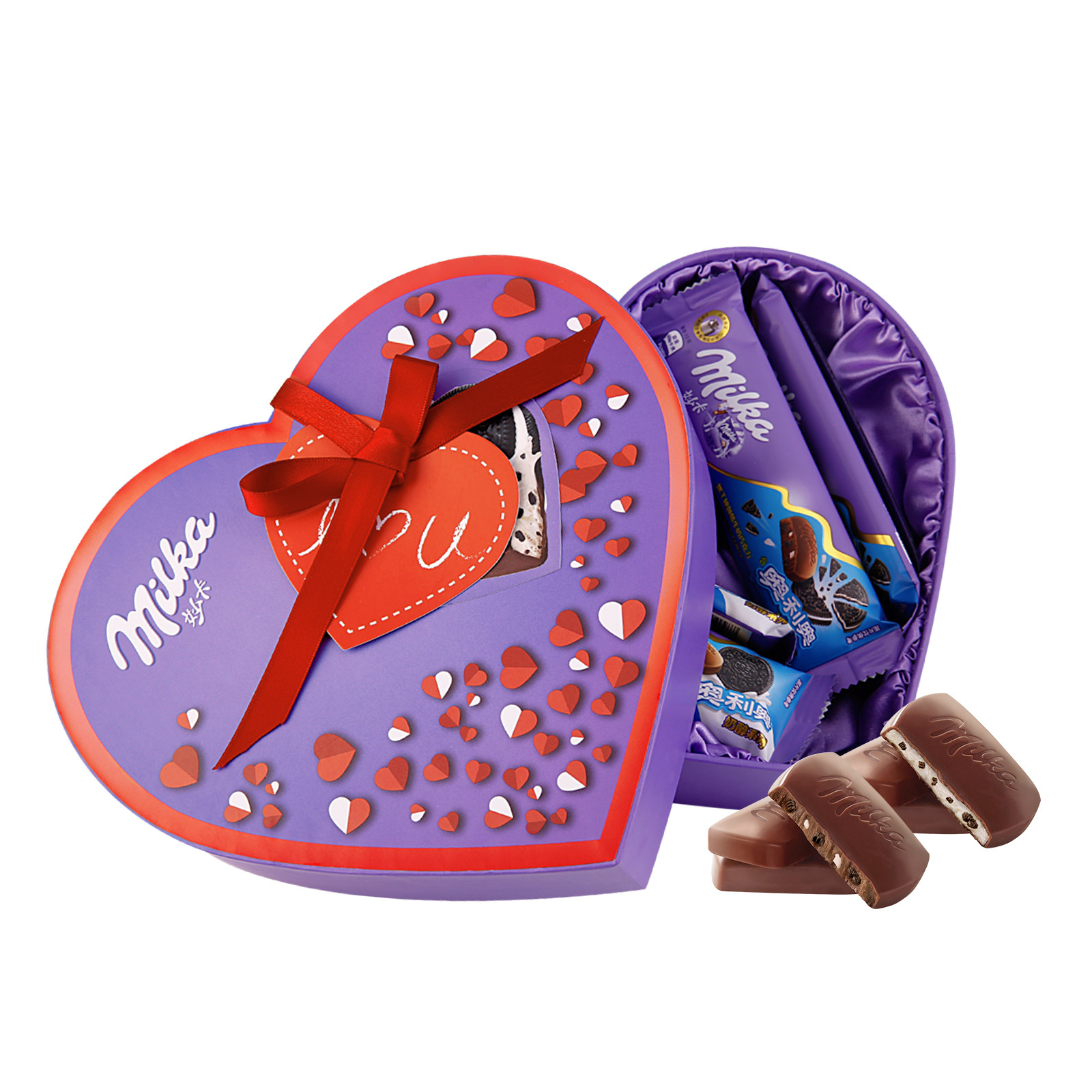 milka妙卡奥利奥融情巧克力爱心形礼盒装送女友生日礼物秒卡包邮