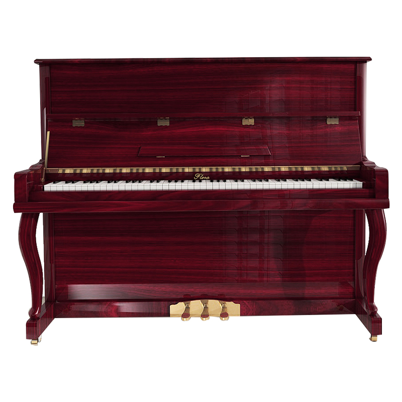 日本flora/弗洛拉立式钢琴f123m酒红色 全新家用考级高端演奏钢琴