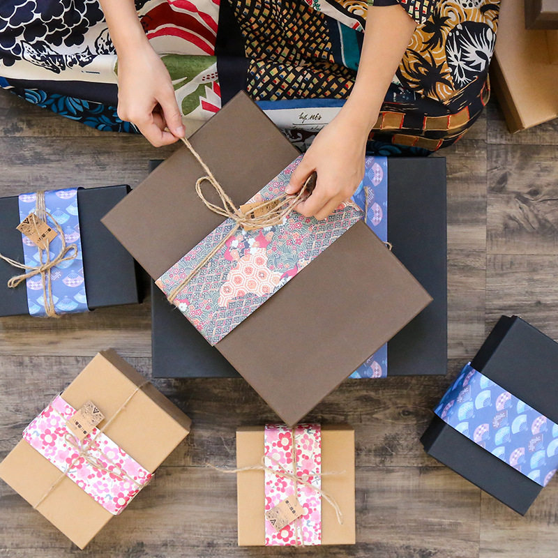 牛皮纸包装盒大号_日式和风生日礼盒礼品盒子手札精美简约礼物盒大号