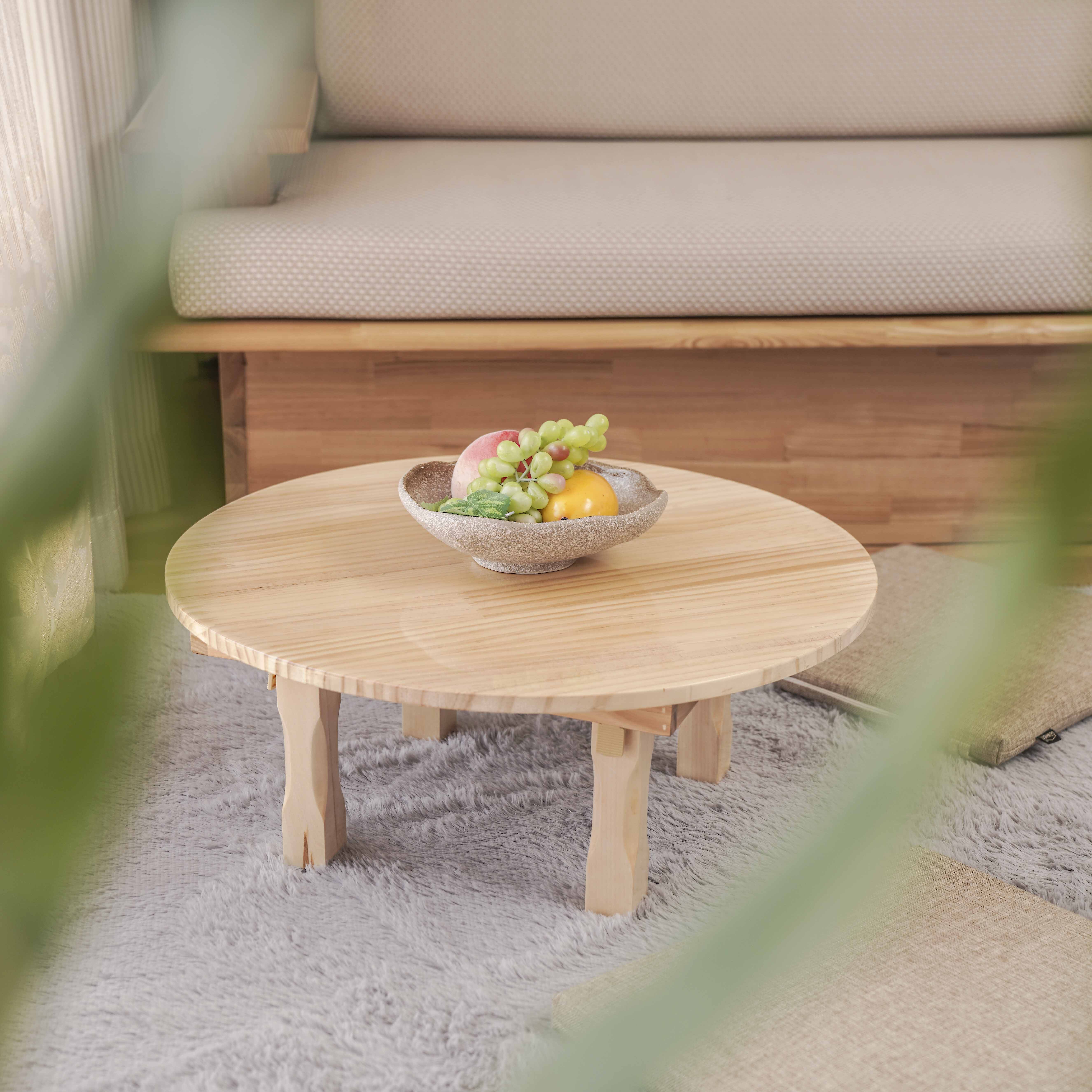 圆形桌地桌矮桌炕桌可折叠收纳东北朝鲜族老人桌韩国式小桌子优惠券