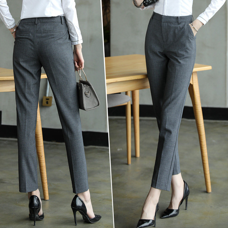 职业西裤女工装裤长裤修身显瘦工作裤小脚裤上班面试气质西装裤子