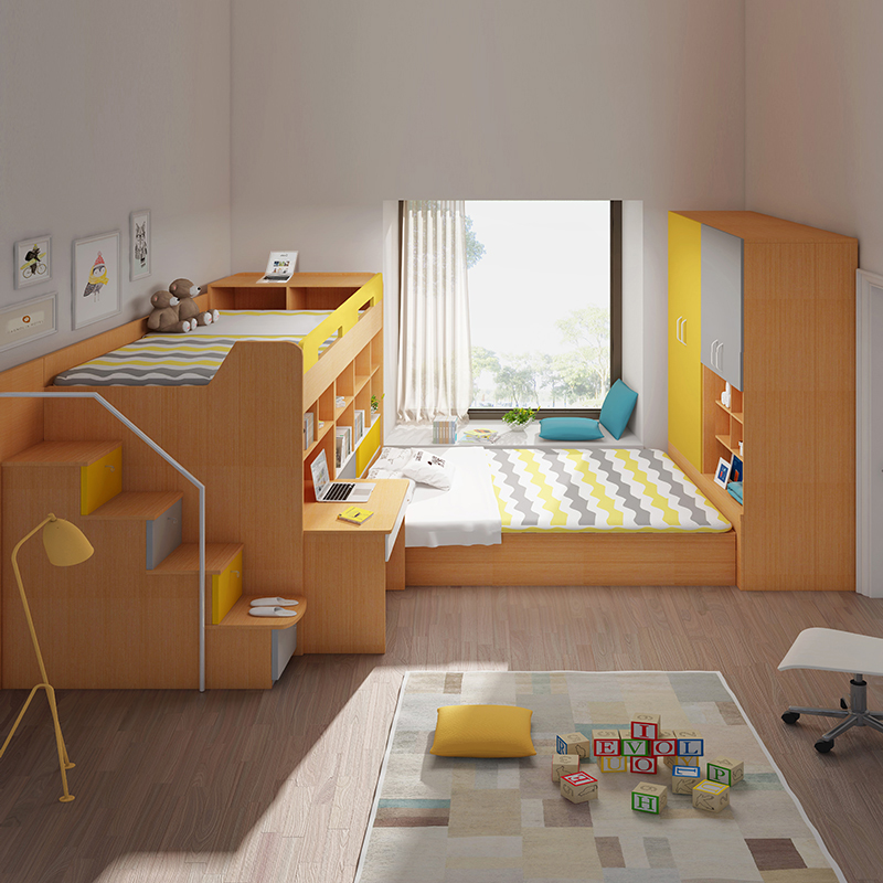 多功能榻榻米高低床双层床 成人上下铺儿童床书桌衣柜组合床1.5米