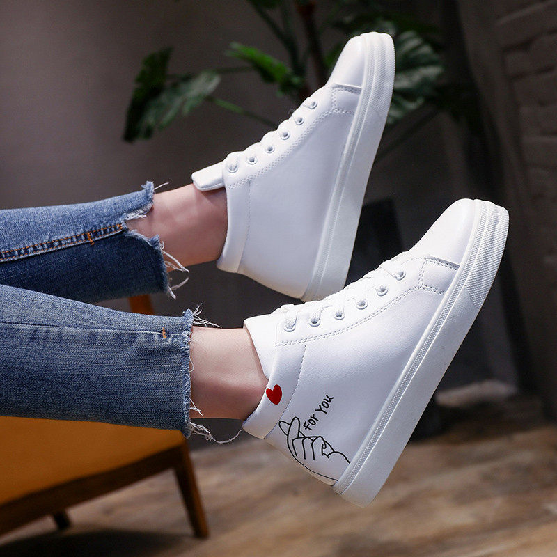 韩版百搭小白鞋女学生高帮单鞋白鞋子女鞋2018春季新款休闲板鞋潮