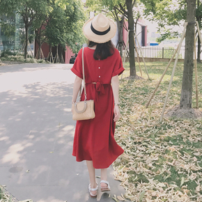 2018夏季新款女装小清新度假中长款裙子少女