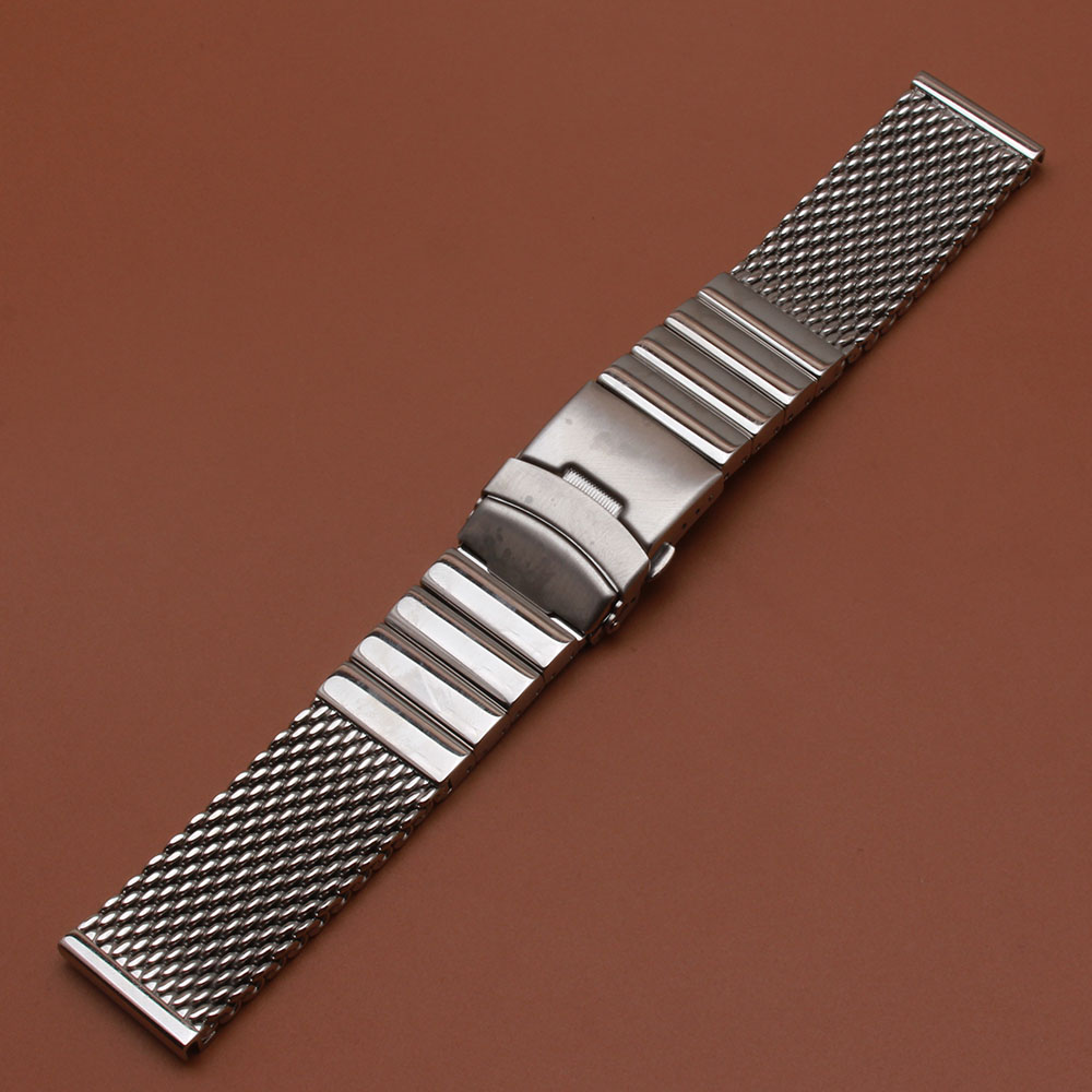 手表链 男士 精钢_手表带配件实心钢带保险蝴蝶扣精钢表带男表链男士