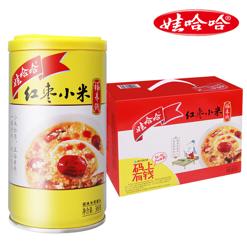 【娃哈哈官方旗舰店】红枣小米福养粥 八宝粥 360g*12罐整箱