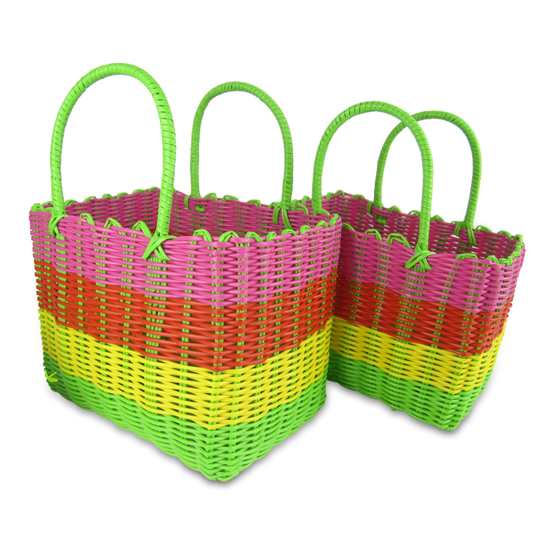 塑料编织筐收纳篮菜篮子洗澡篮游泳洗浴用品收纳篮手提篮子宠物篮