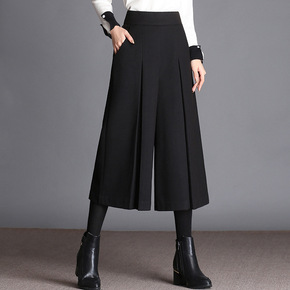 毛呢裙裤 冬 女 阔腿裤