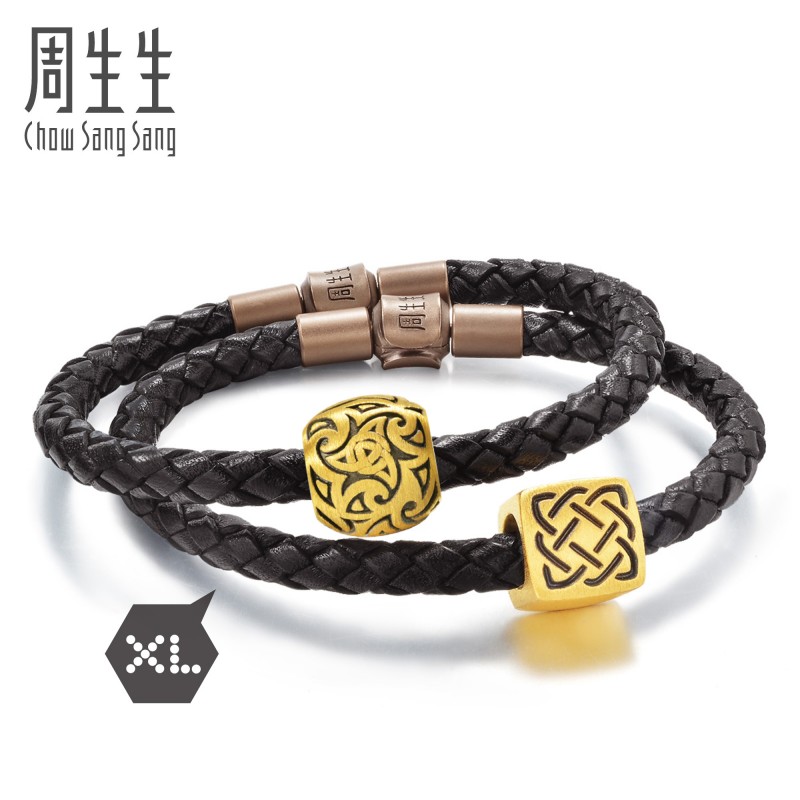周生生charme 男女黄金手链意志&守护转运珠 xl手链定价