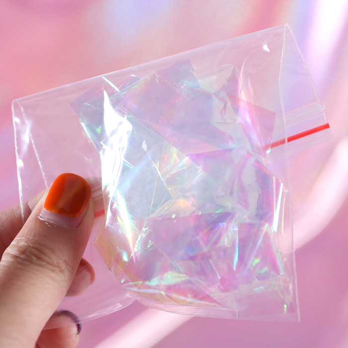 快手粉_史莱姆水晶泥糖纸镭射快手七彩镭射纸粉色diy水晶滴胶模具糖果