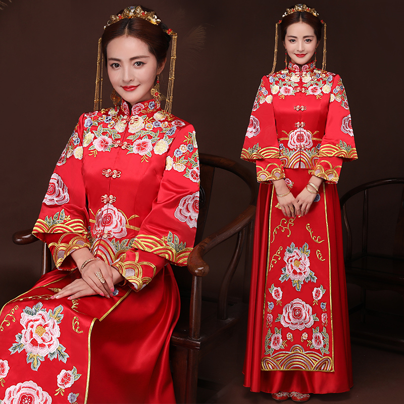 热销红嫁衣_秀禾服2018新款夏季新娘礼服敬酒服唐装中式嫁衣礼服女