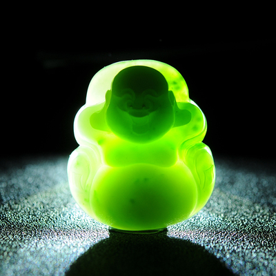 天然碧玉佛公吊坠玉坠挂件 正品和田玉弥勒佛玉佛公玉石玉佛