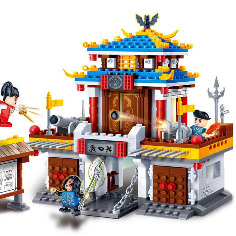 儿童拼装积木玩具男孩塑料拼插组装乐高中国古代炮台城楼建筑模型