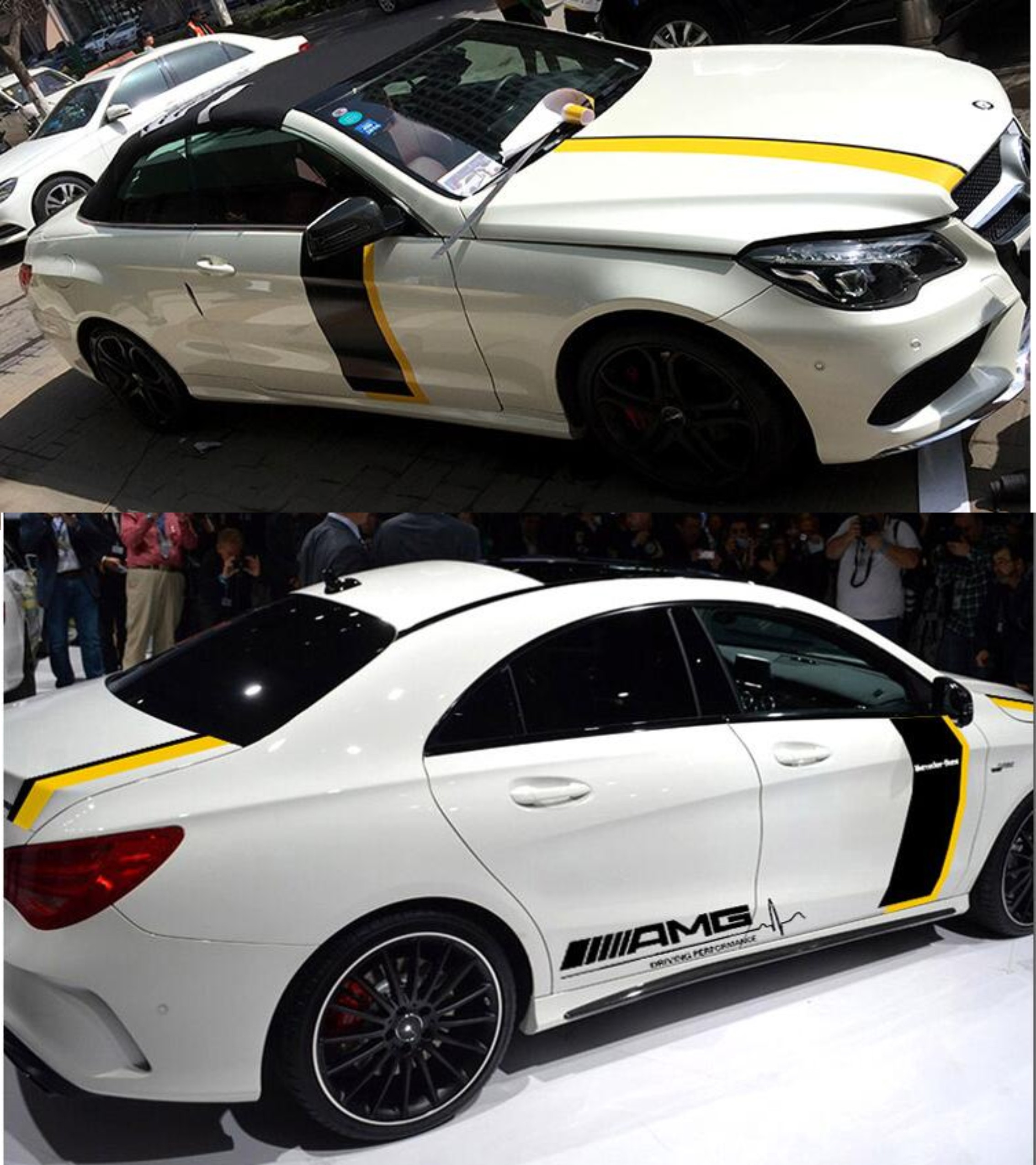 奔驰amg改装车贴新c级c200lc260lc63 侧裙贴纸拉花车身全车贴遮痕