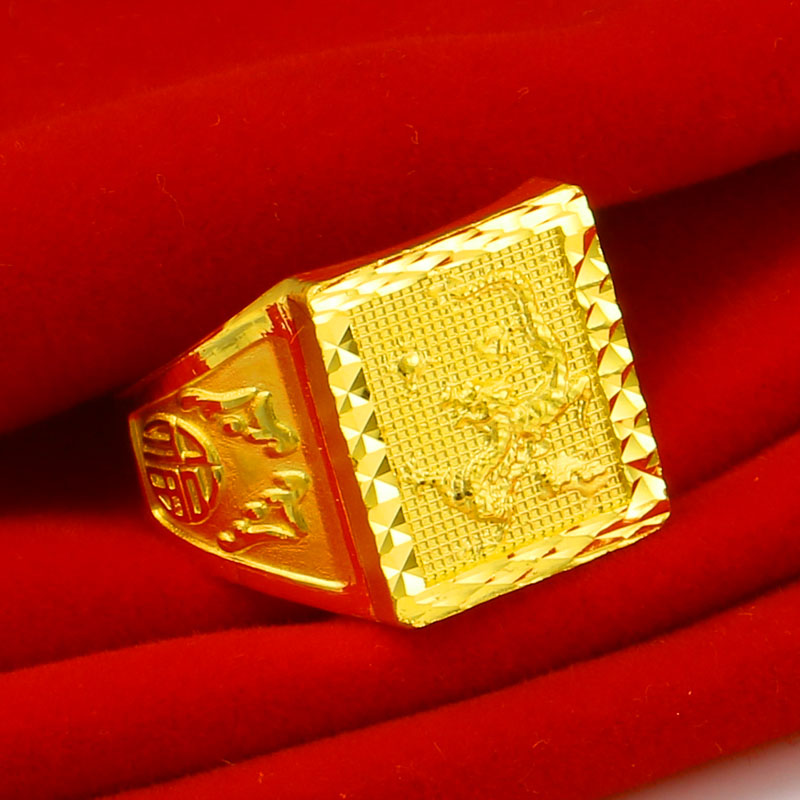 黄金戒指男 男款_千影珠宝黄金戒指男士男款足金9999纯金生肖龙戒子