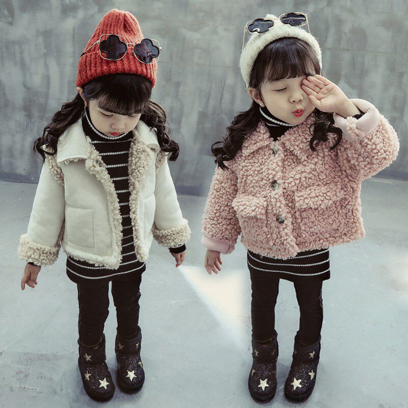 韩版_0女宝宝1羊羔毛外套2女童4秋冬装加绒小童洋气2018新款3岁韩版潮