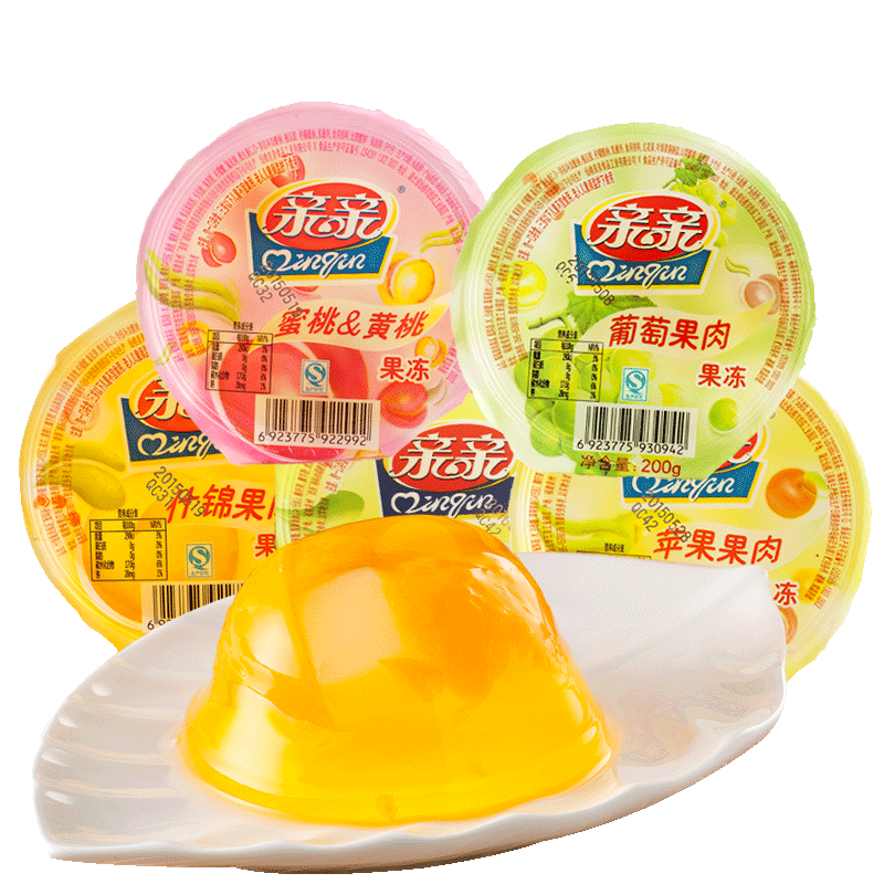 特价孝素果冻 珍嗖啦_【10杯包邮】亲亲果肉果冻200g 什锦黄桃蜜桃味