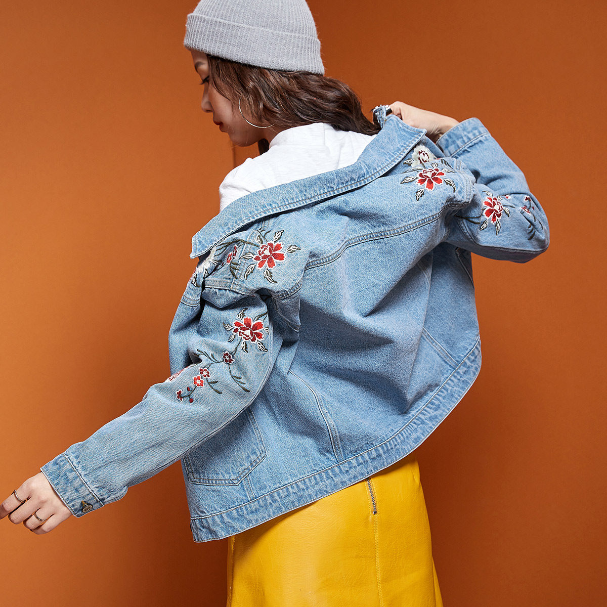 刺绣牛仔衣短外套女宽松韩版绣花bf学生可爱2017新款春秋季原宿风