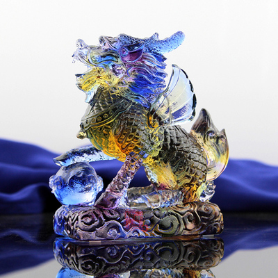 琉璃麒麟摆件一对招财送子高档客厅辟邪镇宅礼品乔迁搬家结婚礼物