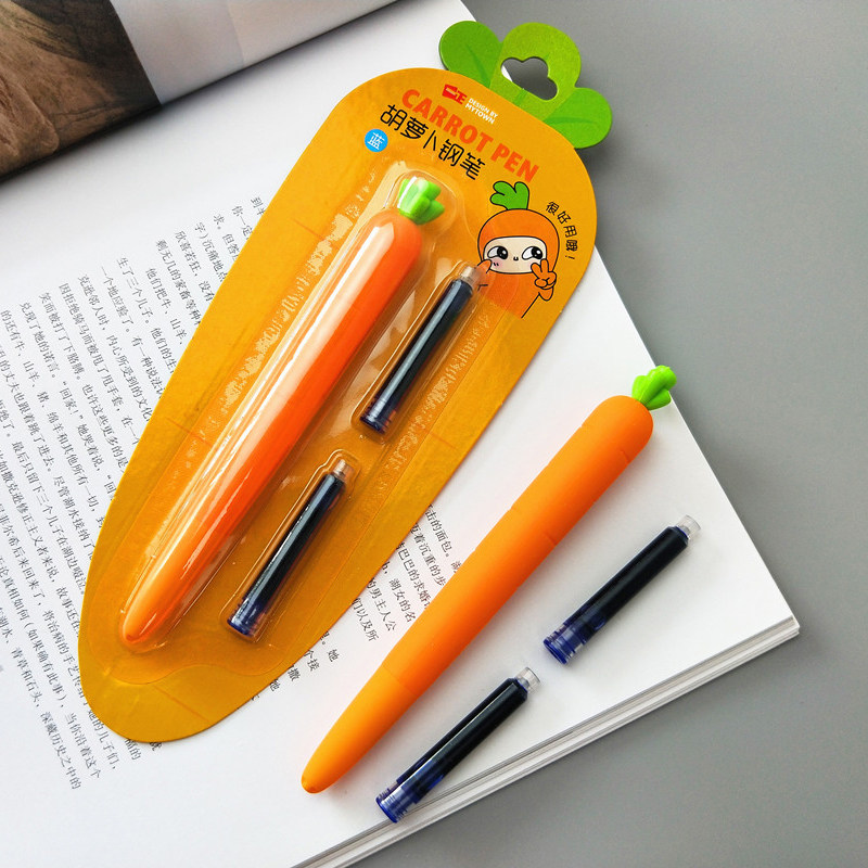 一折钢笔 小学生 礼物_创意卡通胡萝卜换囊可擦钢笔小学生儿童直液式