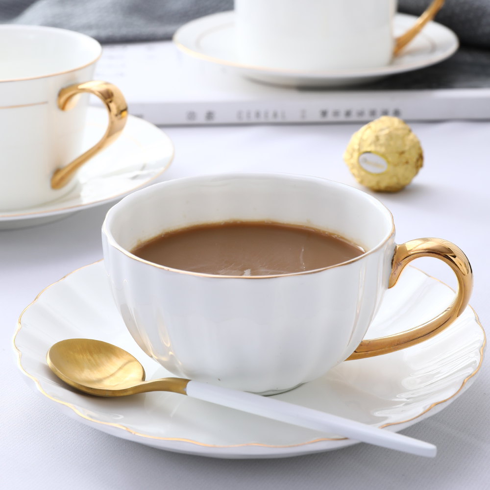 优雅_咖啡杯欧式小奢华描金带勺带碟套装简约北欧风优雅英式下午茶