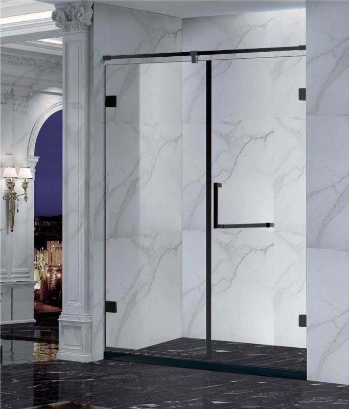 淋浴房黑色无框合页推拉一字形卫生间隔断玻璃门干湿分离浴室优惠券
