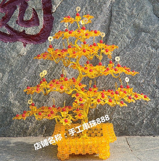 发财树_手 串珠发财树材料包招财摇钱树纸巾盒散珠子摆件diy饰品手工