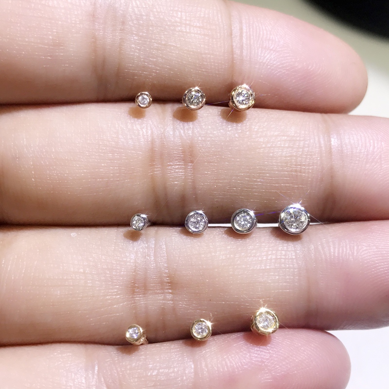 白金耳钉男_18k金白金玫瑰金5分男士铂金彩金钻石耳钉 女 真钻耳环 显