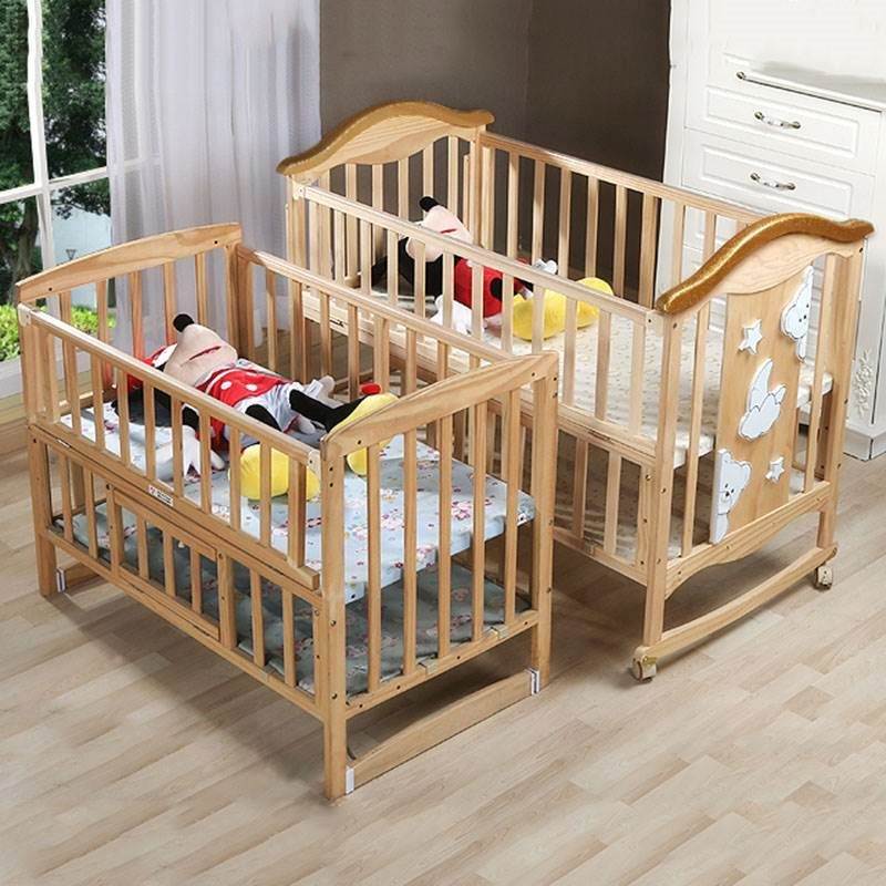 婴儿床 1_1实木婴儿床bb床带蚊帐无漆环保小孩子新生儿拼接大床摇摇床
