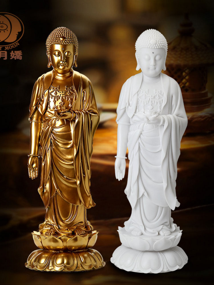 中式家居佛像阿咪阿尼阿弥陀佛装饰摆件大号客厅玄关摆设开业乔迁