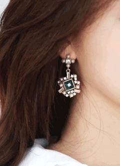 yuno韩国官网正品代购 个性百搭简约气质潮人水钻珍珠耳环学生女