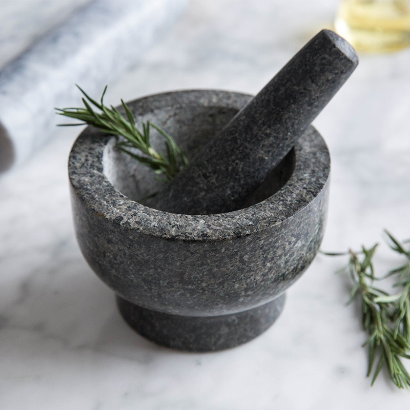 一折捣_摩登主妇复古花岗岩捣药杵厨房家用手动石臼胡椒捣碎器捣蒜
