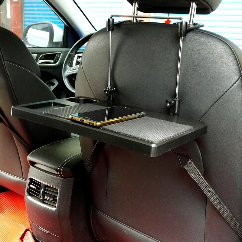 汽车折叠餐桌商务桌椅背置物架多功能餐台车载水杯桌板内饰写字桌