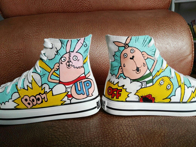 韩版情侣鞋_v-4139新款越狱兔帆布手绘鞋涂鸦休闲韩版男女情侣旅游