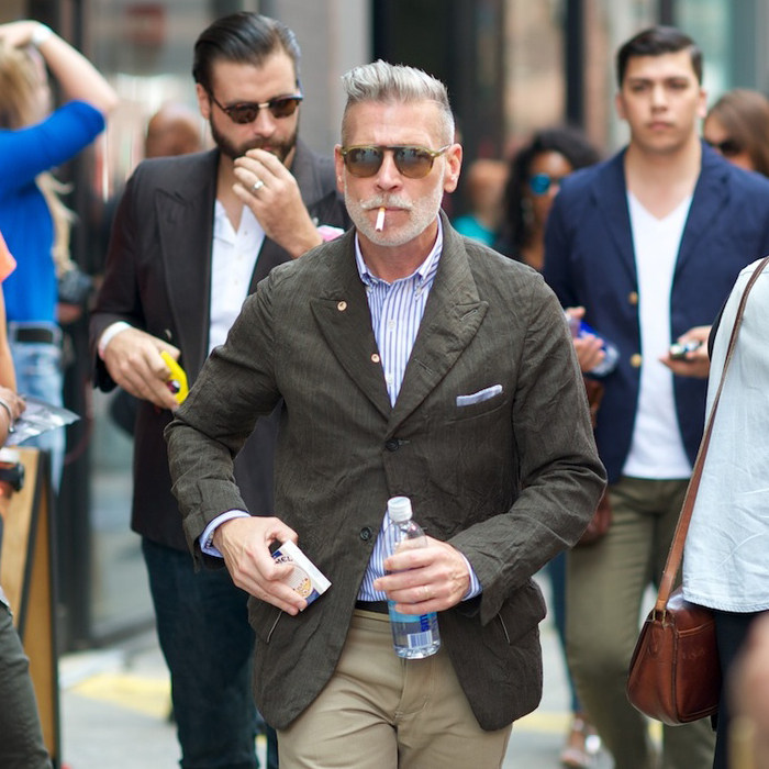 复古游牧人外套 nickwooster西装领褶皱夏季薄款修身猎装夹克男