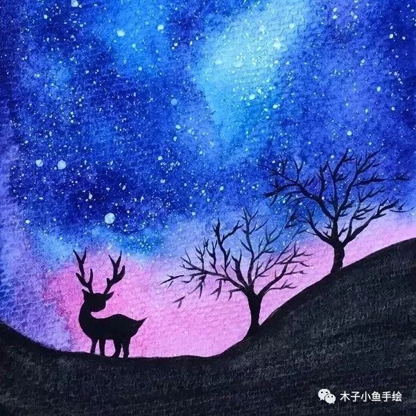 梦幻星空鹿图片