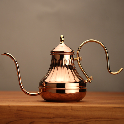 欣予 宫廷式细口长嘴咖啡壶不锈钢滤滴手冲壶 玫瑰金/银色复古壶