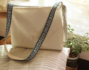 单肩包 包邮森女系斜挎白布包 环保袋 小清新手工女包学生包单肩包