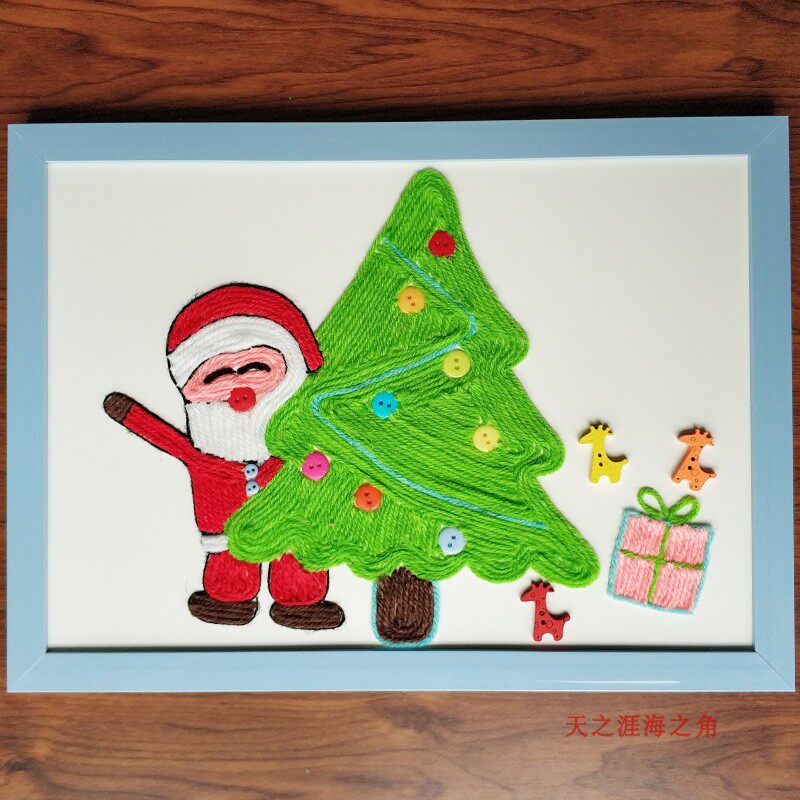 礼物创意新奇 手工_创意新奇玩具圣诞节礼物毛线扣子粘贴画手工材料包