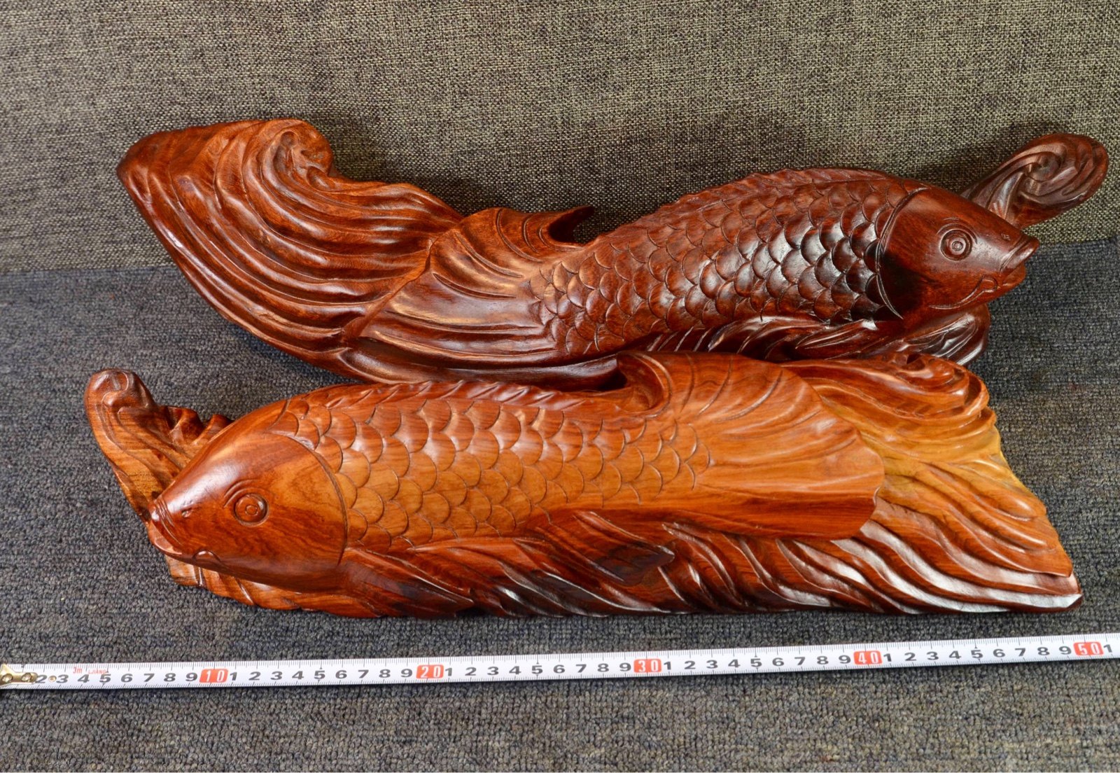 红木雕刻鱼 木雕鲤鱼 ￥380一个 尺寸如图 连年有余 缅甸花梨木