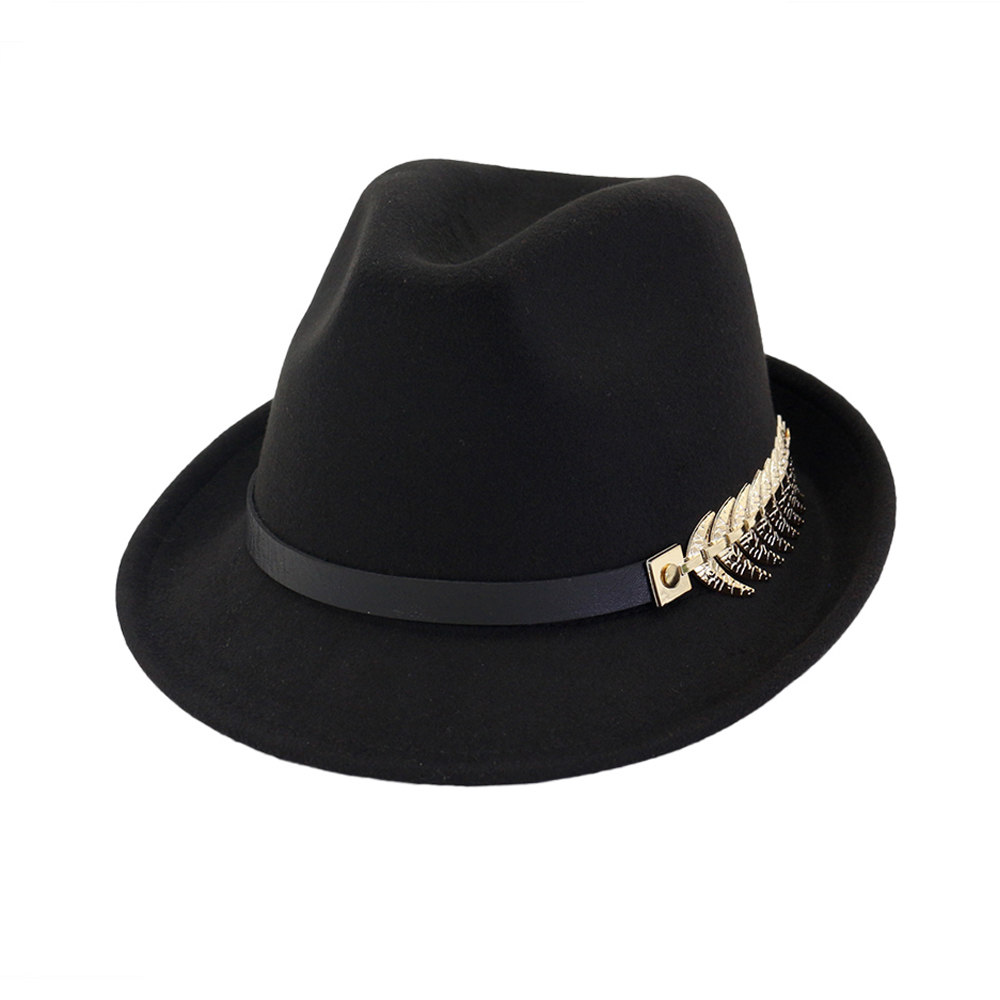 礼帽 男 青年_英国经典卷边毛呢礼帽男女情侣帽子时尚休闲爵士帽子